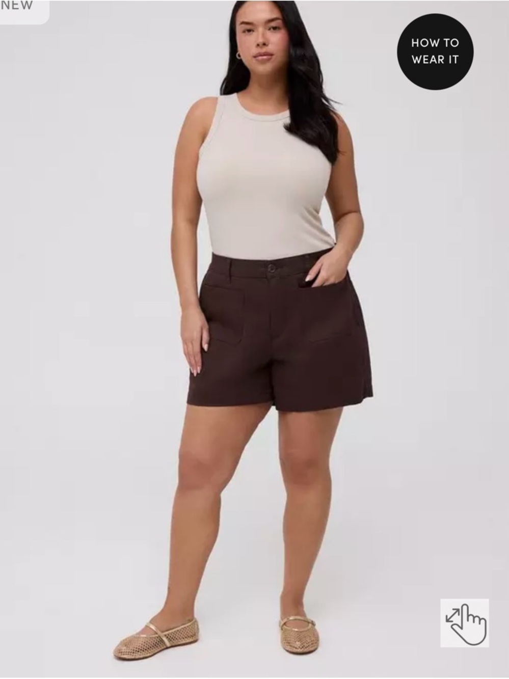 Torrid Lightweight High Rise Twill Shorts in Dark Brown. NWT